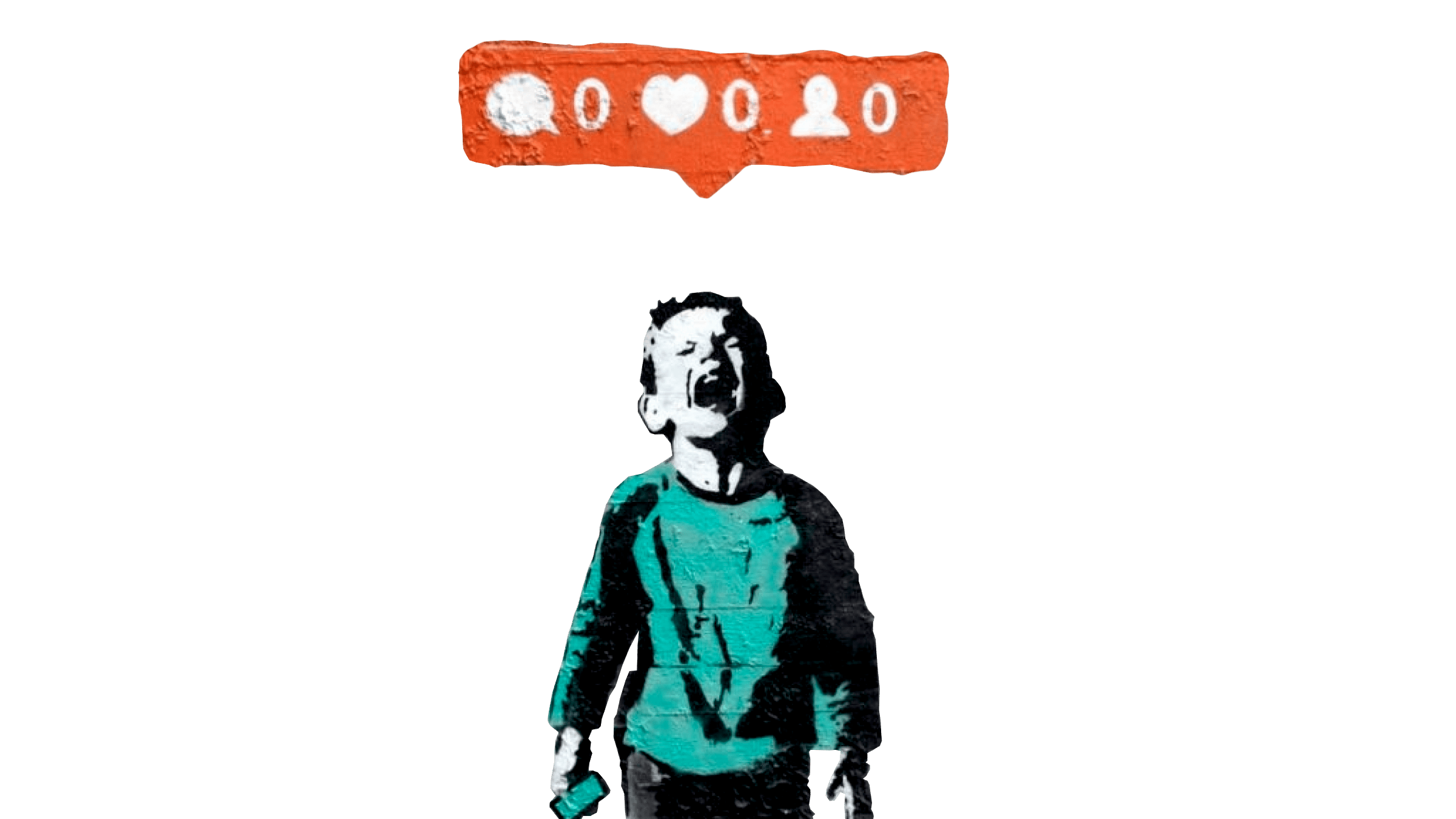 Boy Crying because he got not Facebook Likes, by Banksy
