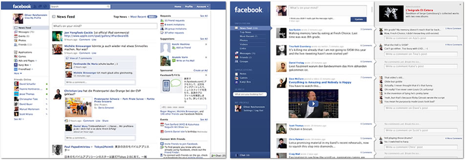 The Facebook news feed beside the iA mockup The Facebook news feed beside the iA mockup